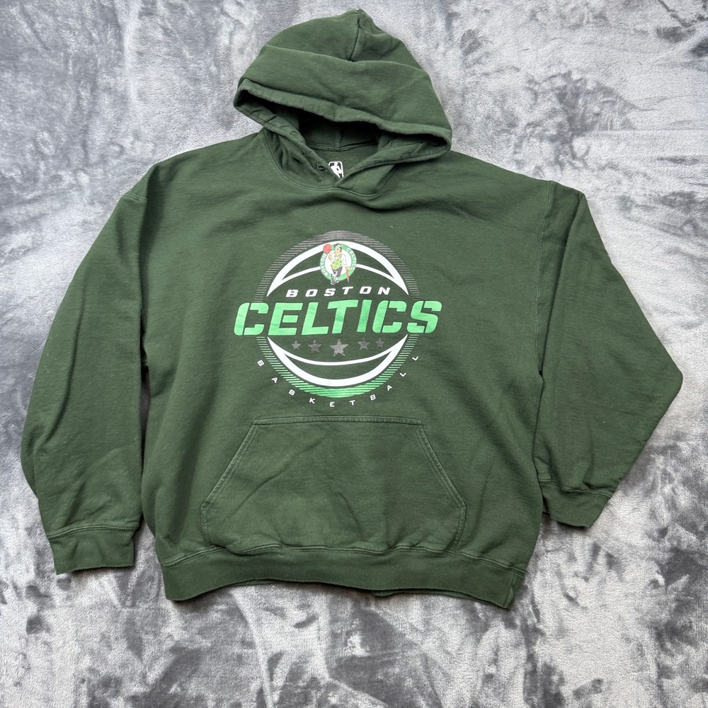 NBA Hoodie Mens XL Green Boston Celtics Basketball Graphic Pullover Fleece